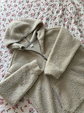 Old Navy Taupe Sherpa Zip-Up Hoodie
